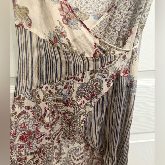 BCBGMAXAZRIA Silk Patchwork Wrap Blouse Top Tank Paisley Boho Y2K Cottagecore 4 - Picture 4 of 7